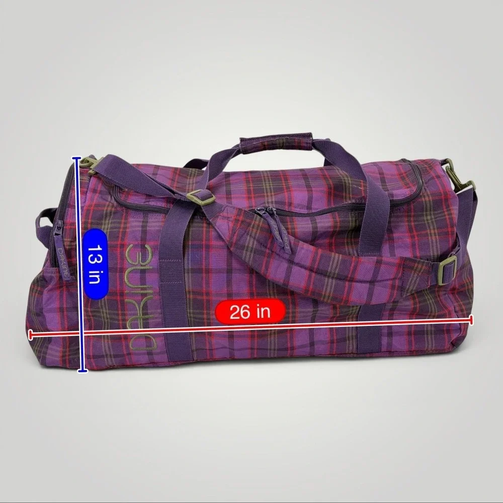 Dakine EQ Large Duffel Bag 26 Purple Plaid Travel Gym Overnight Bag